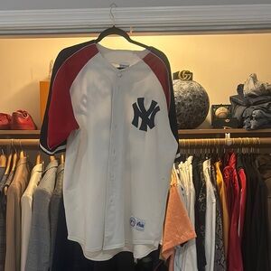 Majestic White and Red Baseball Jersey